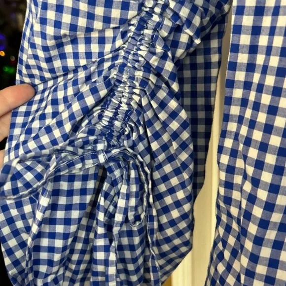GAP Blue Gingham Bell Sleeve Blouse - Picture 2 of 2